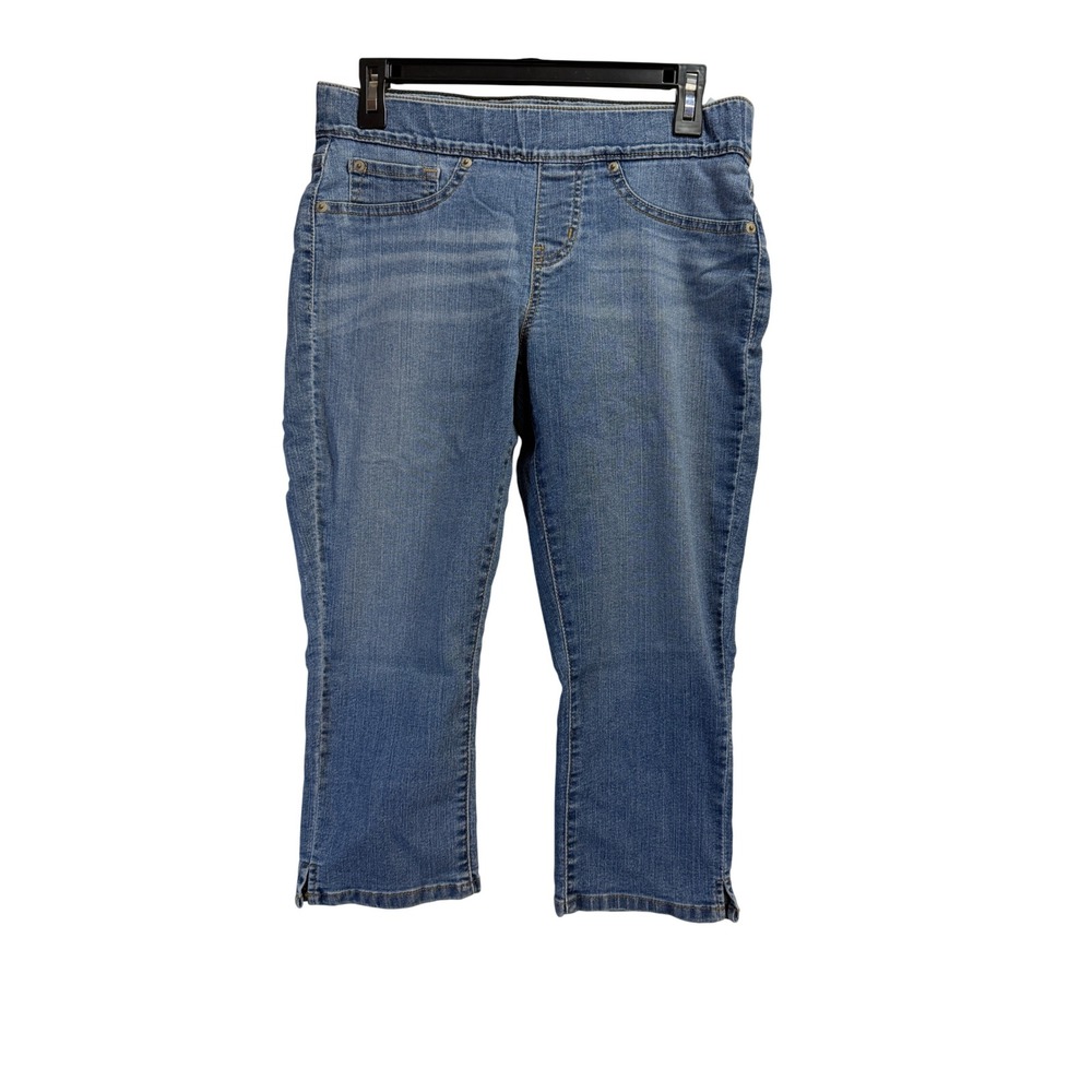 Signature by Levi Strauss Womens Pull On Capri Jeans Medium Wash Blue Size 10